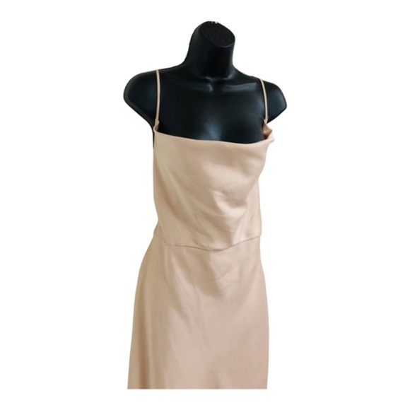 Taylor champagne light pink spaghetti strap cowlneck silk look maxi gown size 16 - Picture 4 of 13